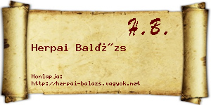 Herpai Balázs névjegykártya